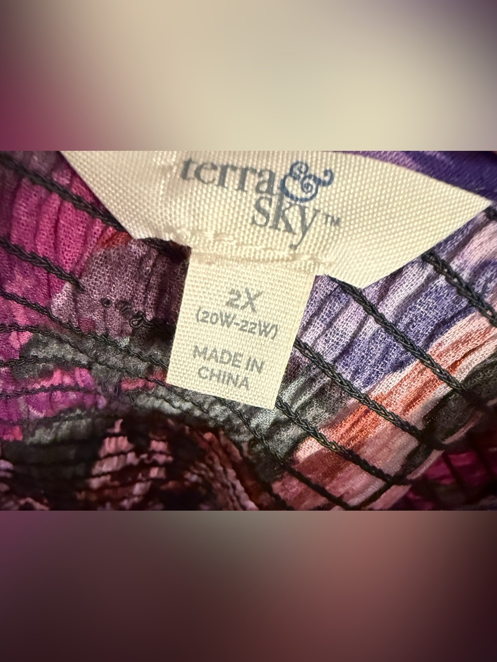 Terra & Sky Purple Boho Floral Tiered Midi Dress Plus Size 2X - Picture 12 of 12